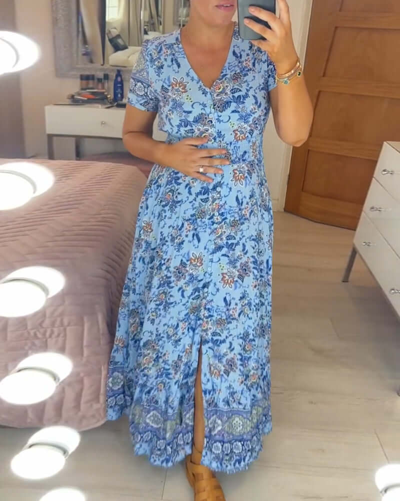 Women's Floral Boho Maxi Dress, view 9 - Elena Harper