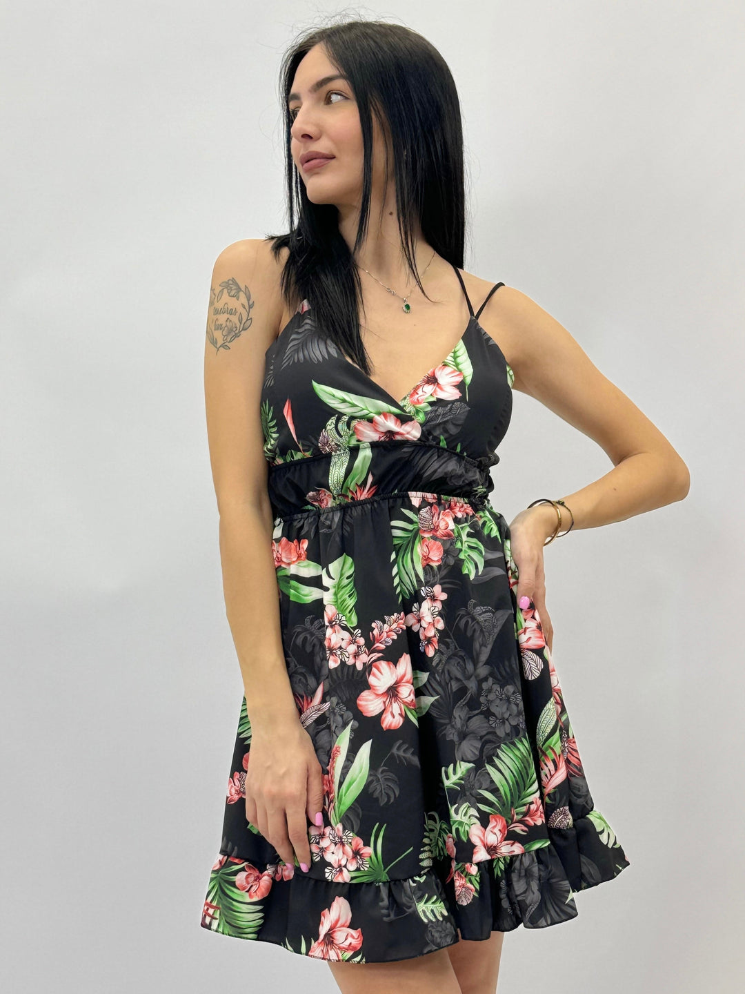 Carien™  |  Dress Crossed Straps Print
