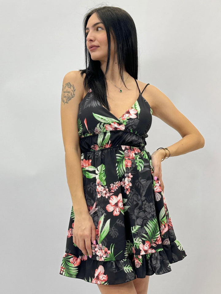 Carien™  |  Dress Crossed Straps Print