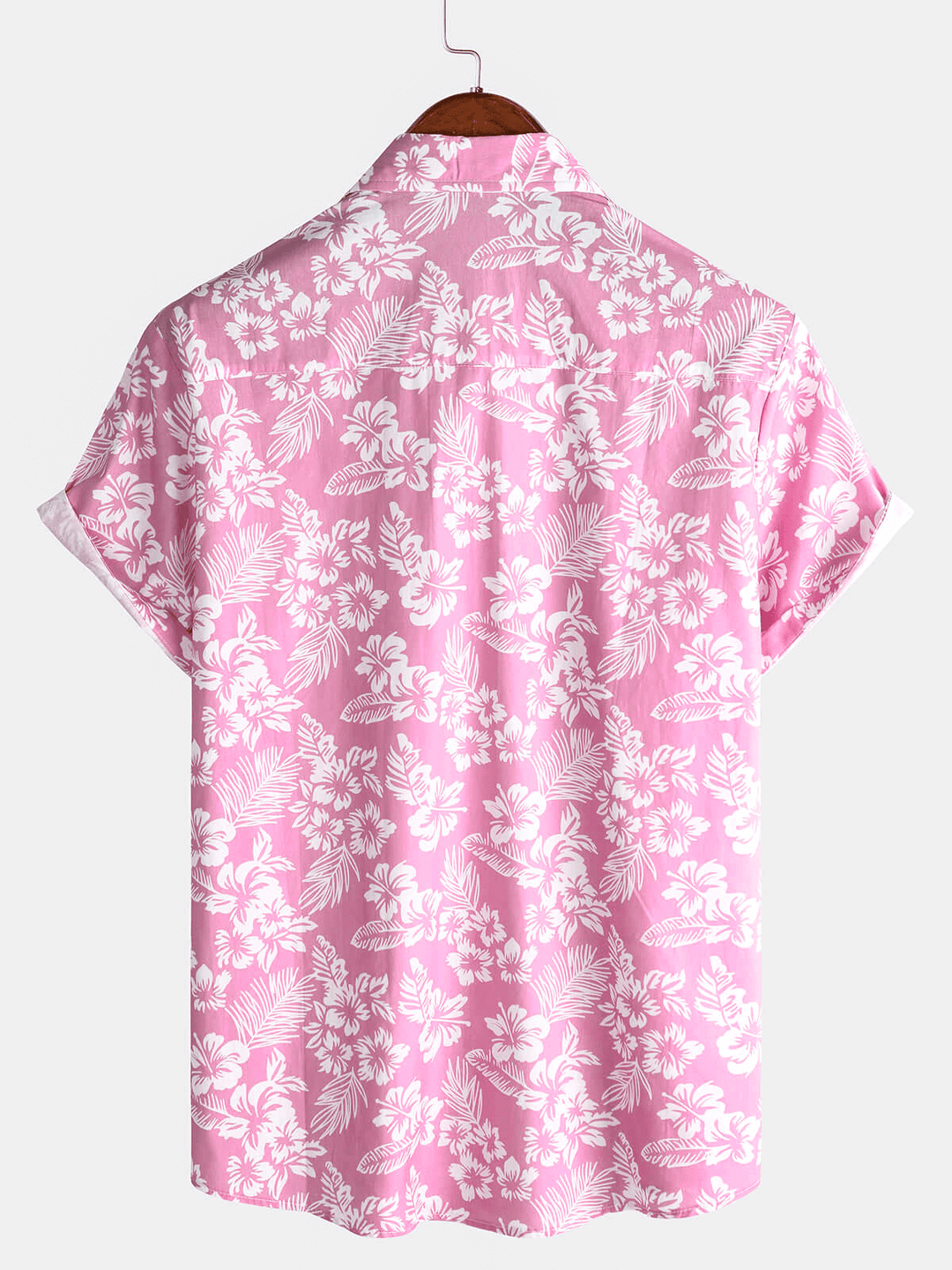 Men's Short Sleeve Hawaiian Shirt with Floral Pattern
