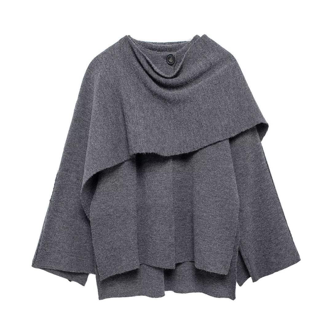 Elegant Cape Scarf for Women – Oversized Asymmetrical Knit Coat