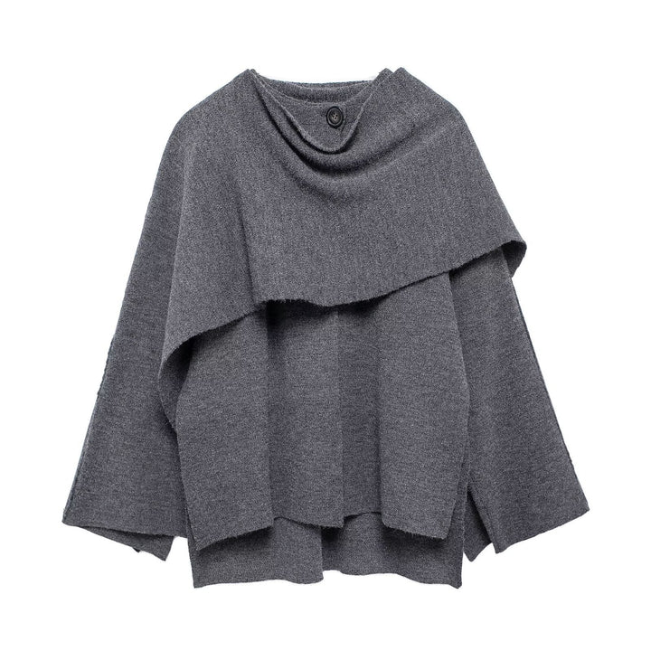 Elegant Cape Scarf for Women – Oversized Asymmetrical Knit Coat