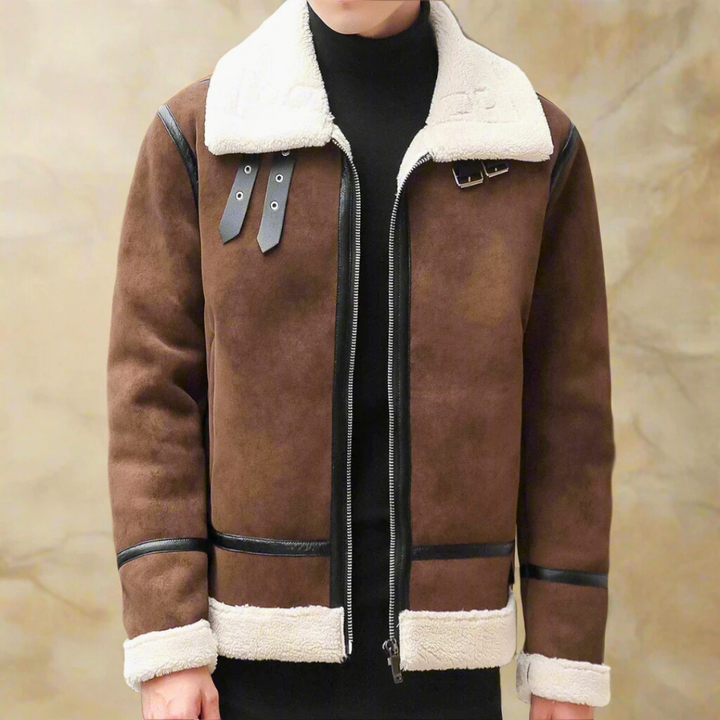 Premium Winter Suede Coat for Men with Belt – Warm and Stylish Coat