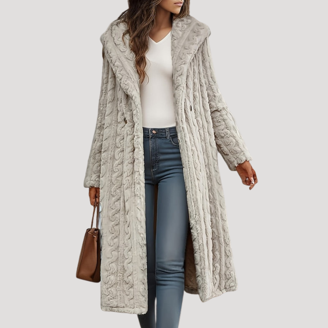 Women's Long Textured Hooded Coat