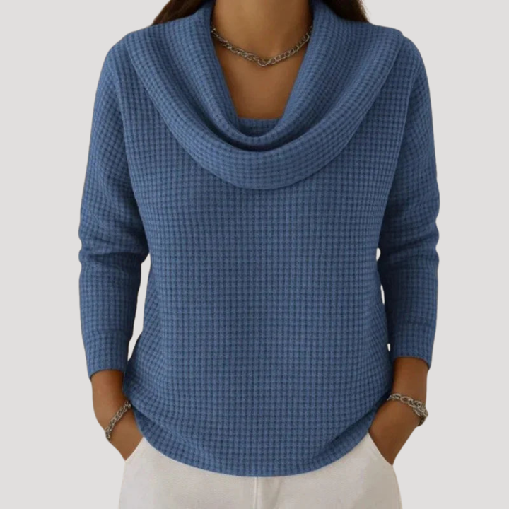Women's Long Sleeve Draped Neck Comfortable Sweater