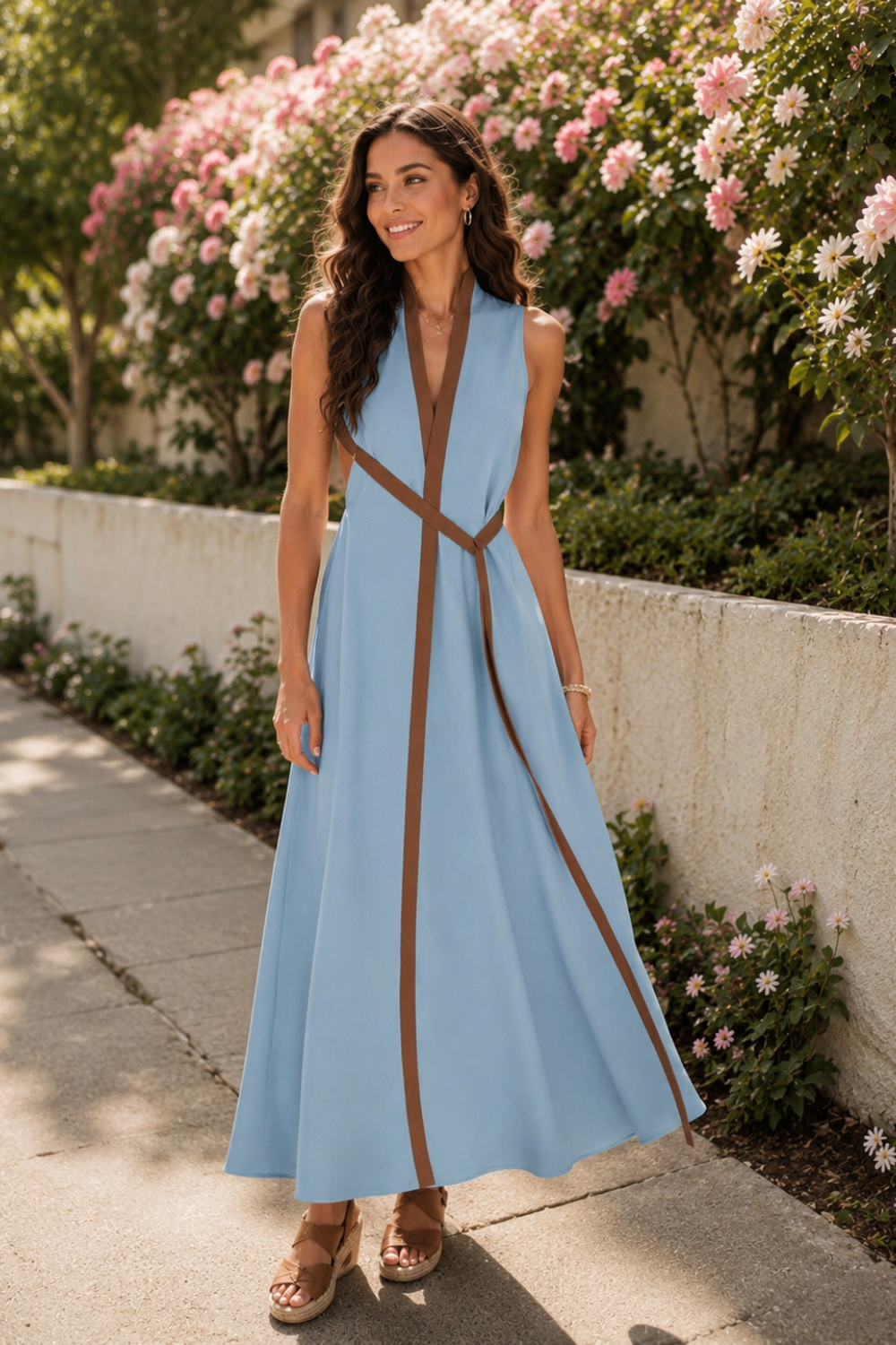 Women's Maxi Dress Contrast | Sleeveless