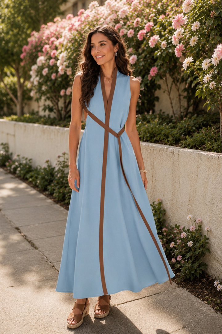 Women's Maxi Dress Contrast | Sleeveless