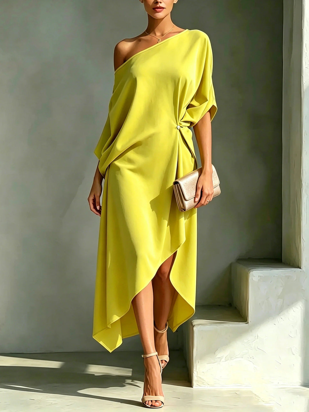 ASYMMETRICAL MIDI DRESS FOR WOMEN