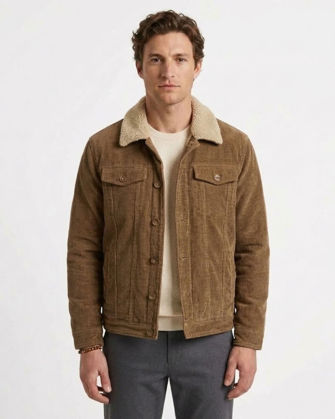 Quilted Jacket with Fine Ribbing for Men