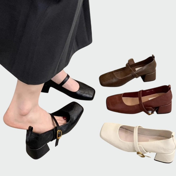 Olivia – Square Tip High Heeled Mary Jane Shoes