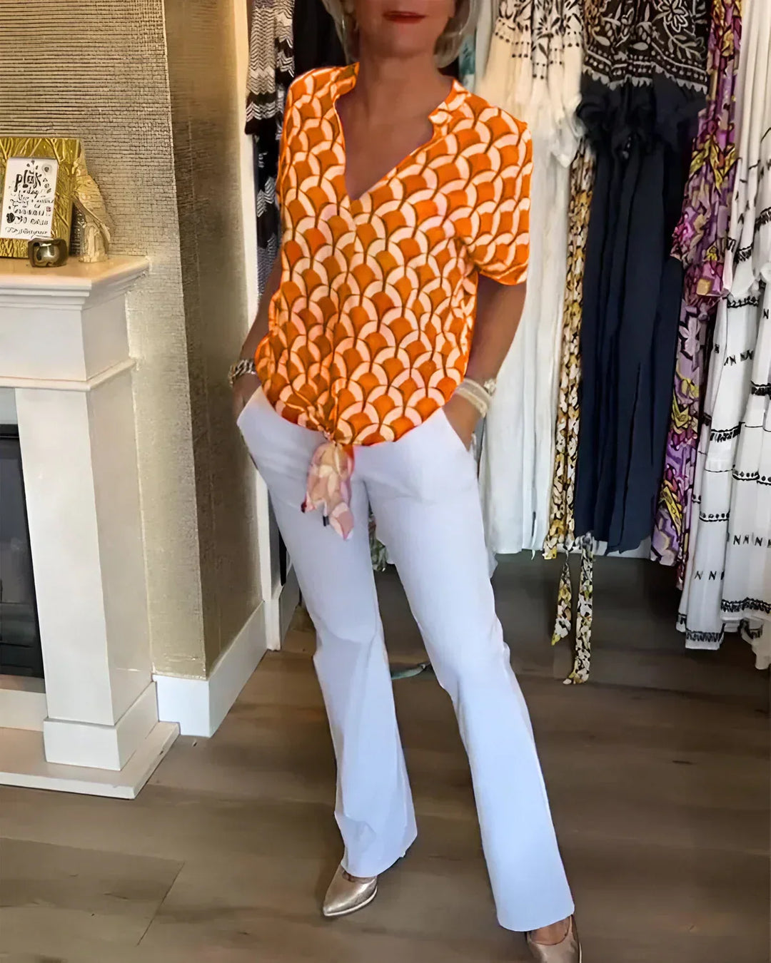 SOLVEIG STYLISH PRINTED BLOUSE
