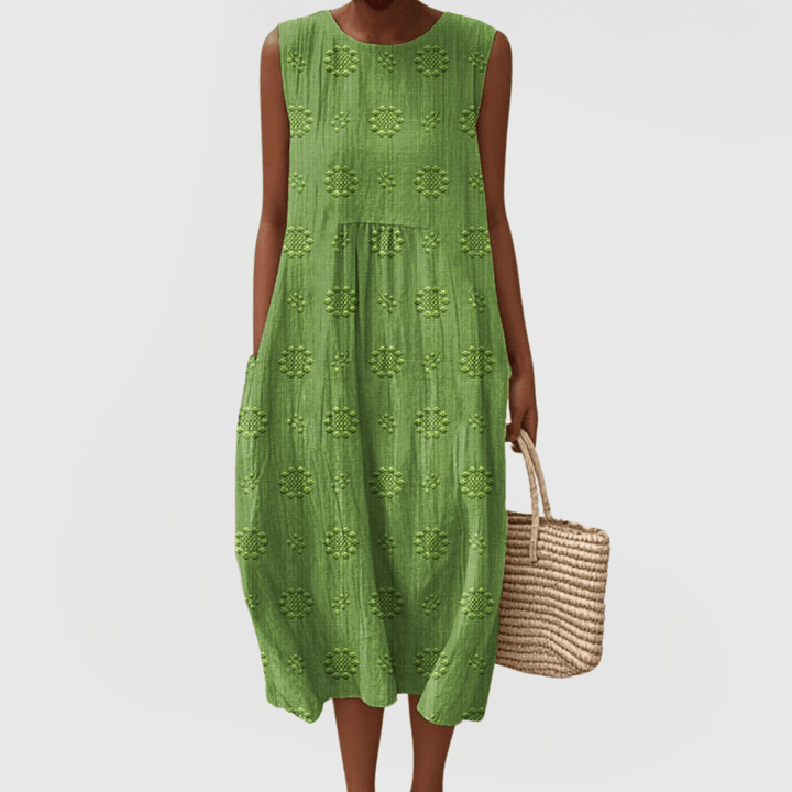 Emma & Rose Cape Town Teresa™ elegant dress with stylish pockets, shown in a front view highlighting the design details.