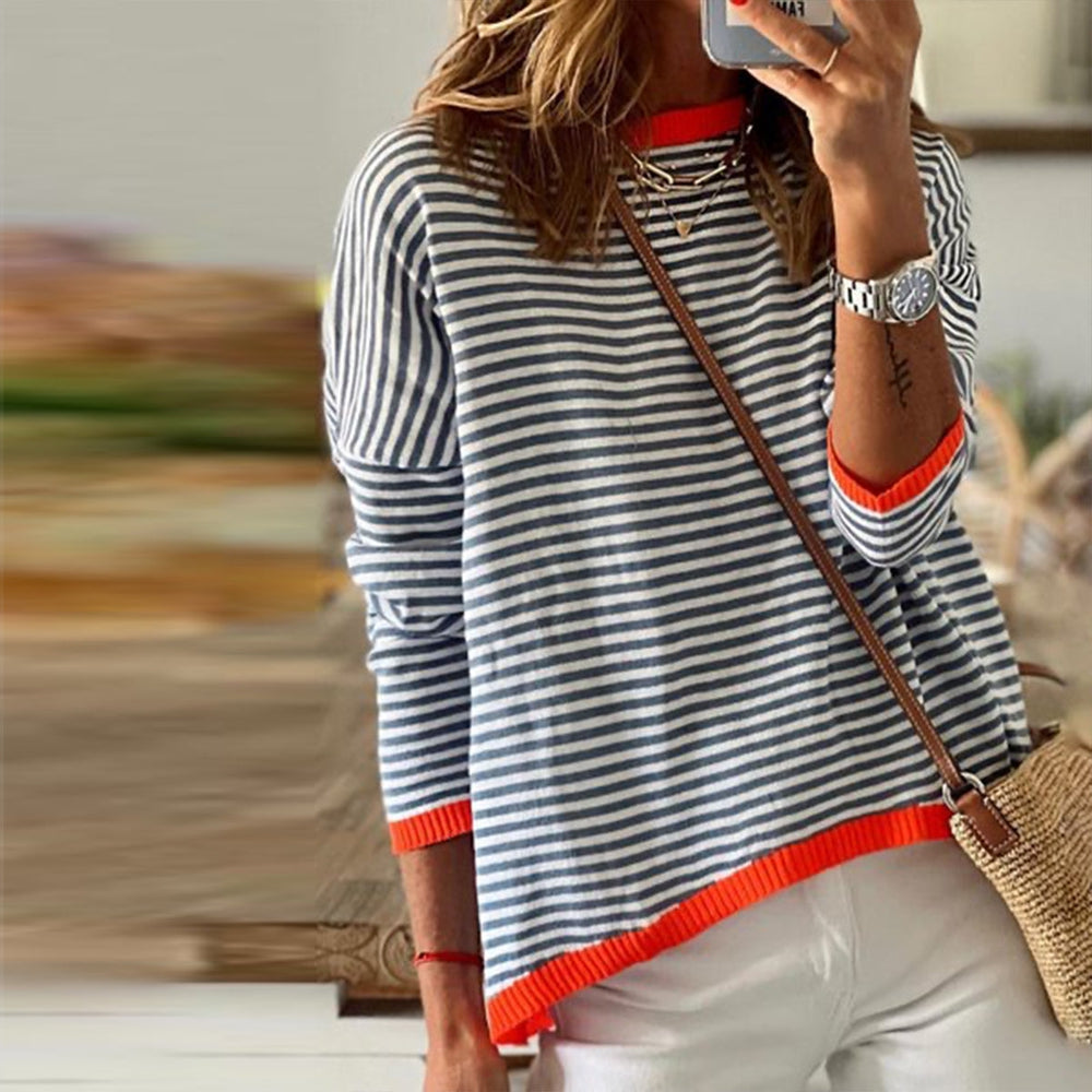 Women's Long Sleeve Striped Cotton Shirt - Classic and Lightweight