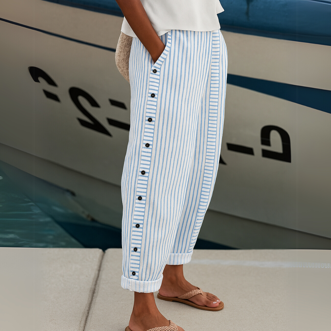 Caitlin | Stylish Striped Button Pants