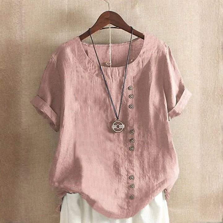Serenity | Women's Casual Button Detail Linen Blouse