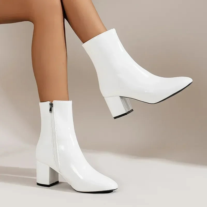 Women's Ankle Boots Minimalist Stable Heel with Zipper