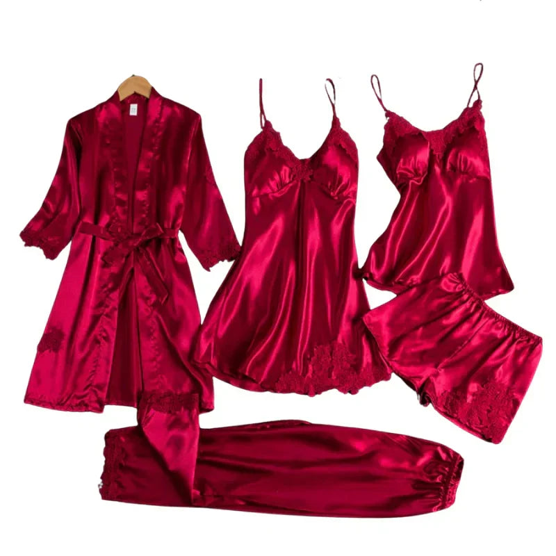 Audrey 5 Piece Satin Set, view 3 - Elena Harper
