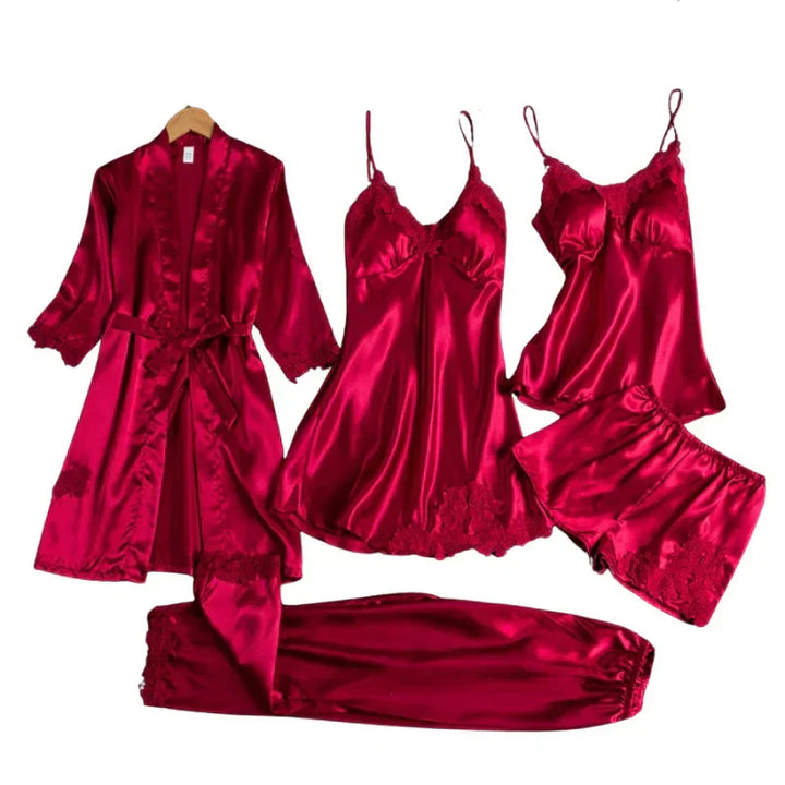 Audrey 5 Piece Satin Set, view 3 - Elena Harper