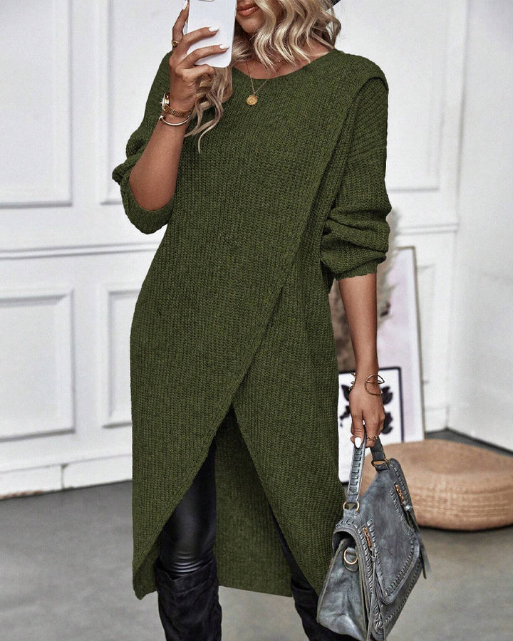 Stylish Solid Color Sweater Dress Lina, view 7 - Elena Harper