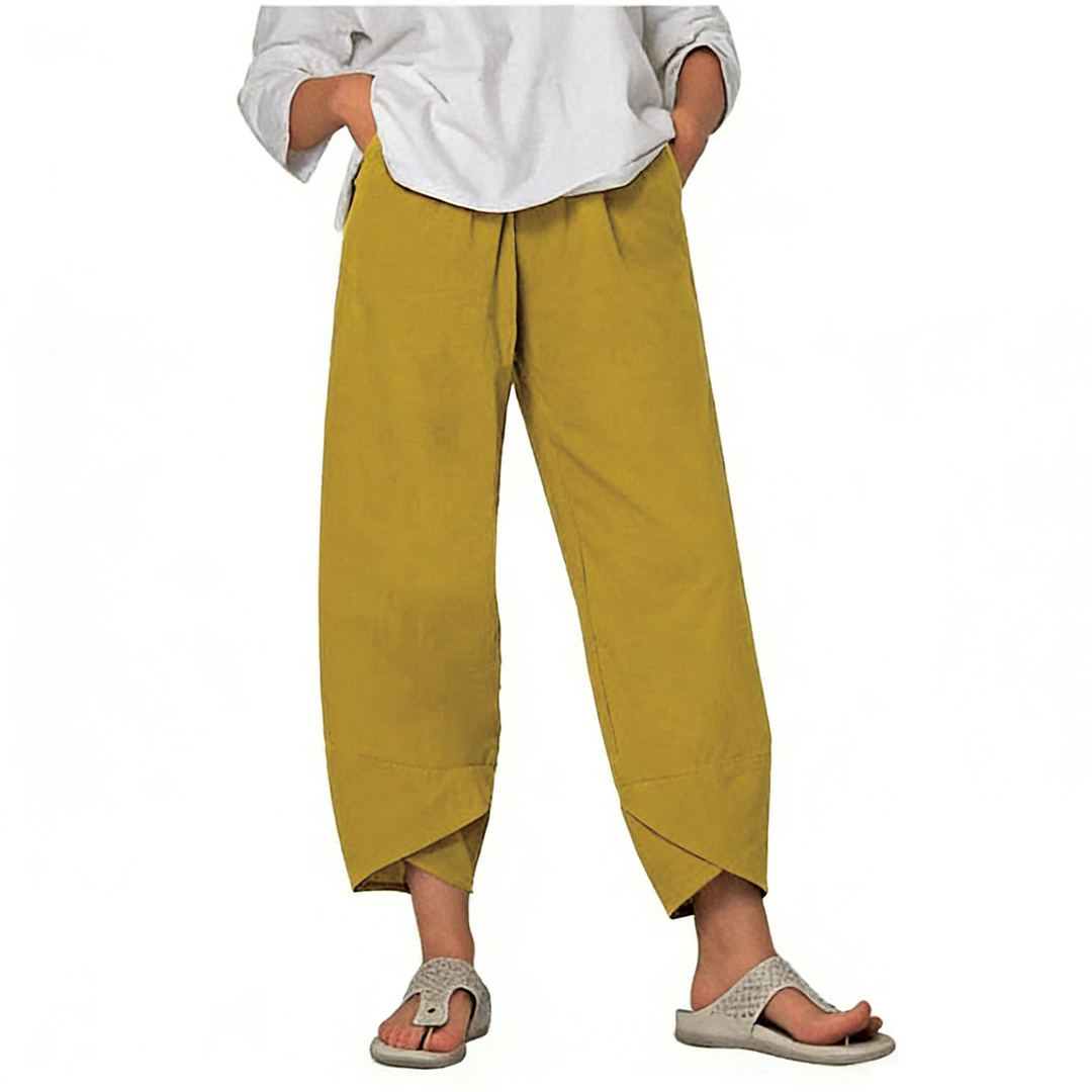 Asymmetrical High-Waisted Vintage Pants with Pockets