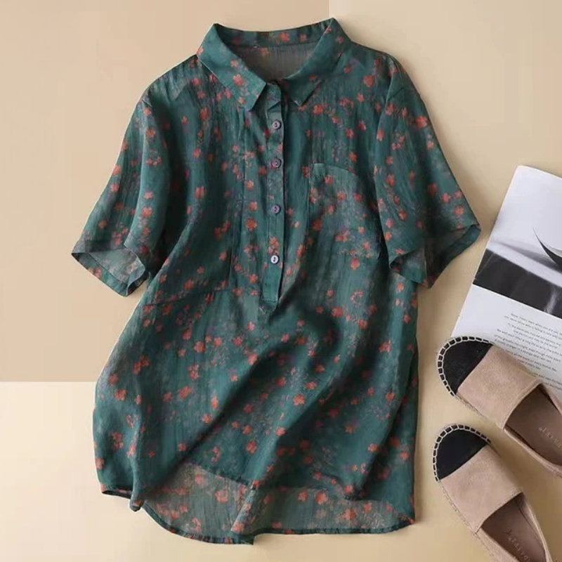 Maribel – Floral Half-Placket Shirt