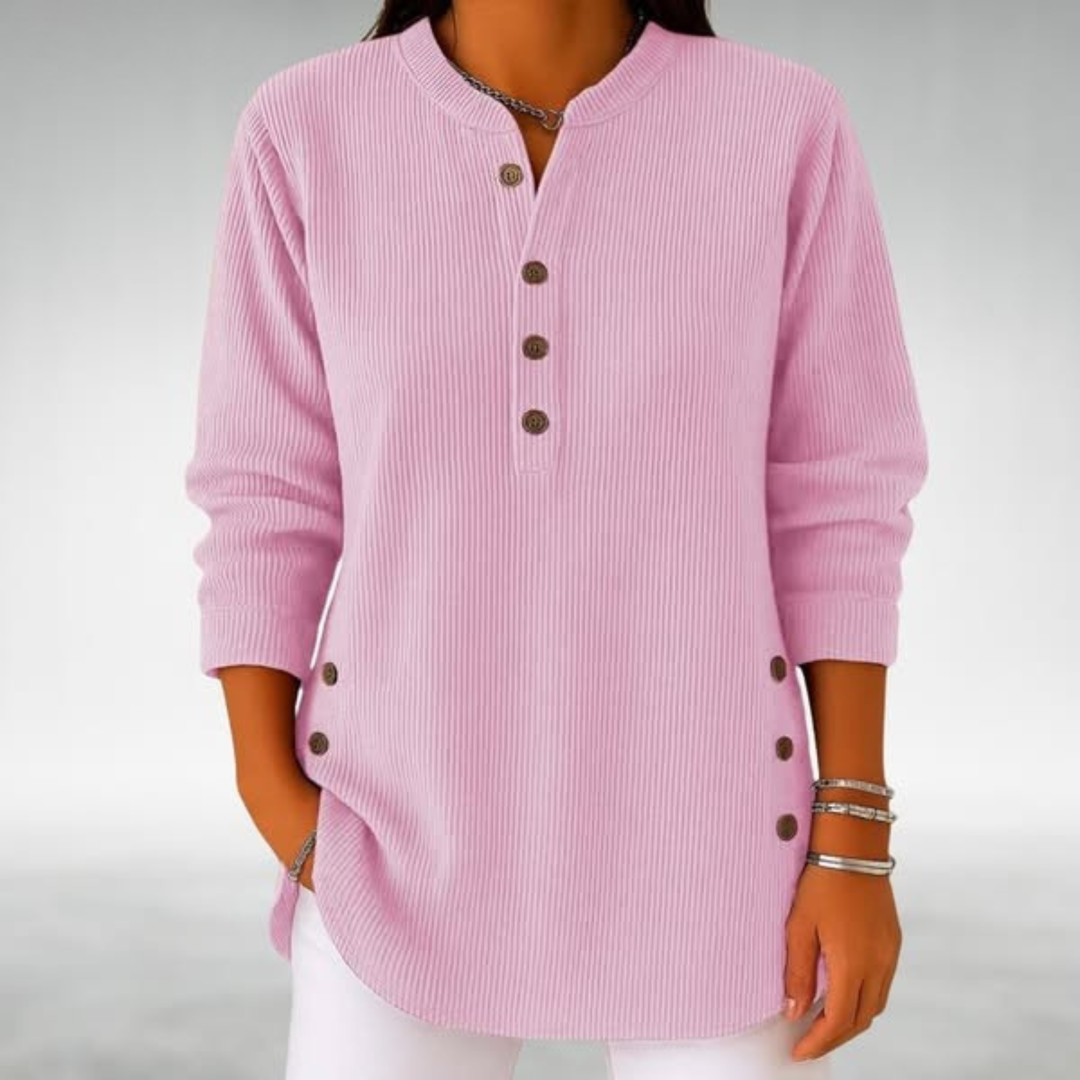 Susan™ Comfort Jumper by Emma & Rose Cape Town, beige knit sweater with a relaxed fit and soft fabric texture.
