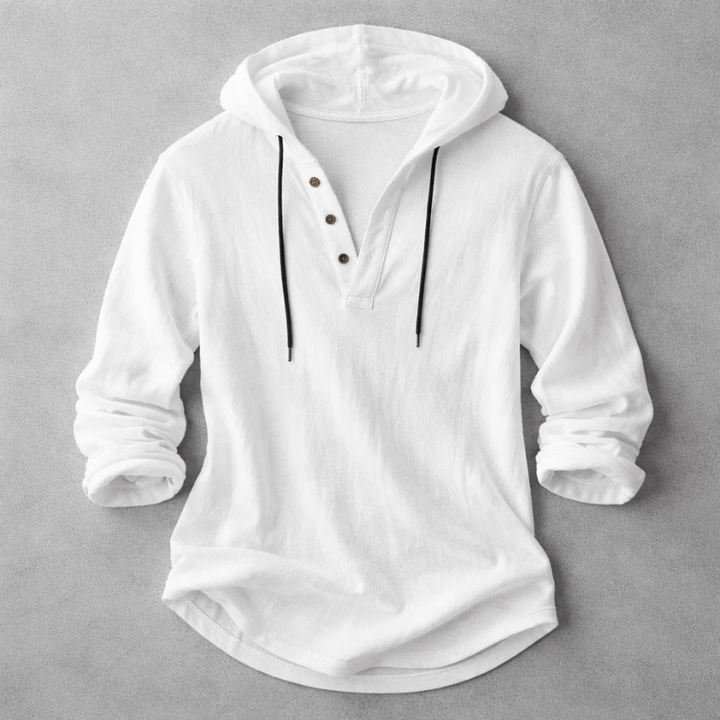 Men's Long Sleeve Hooded Henley Shirt