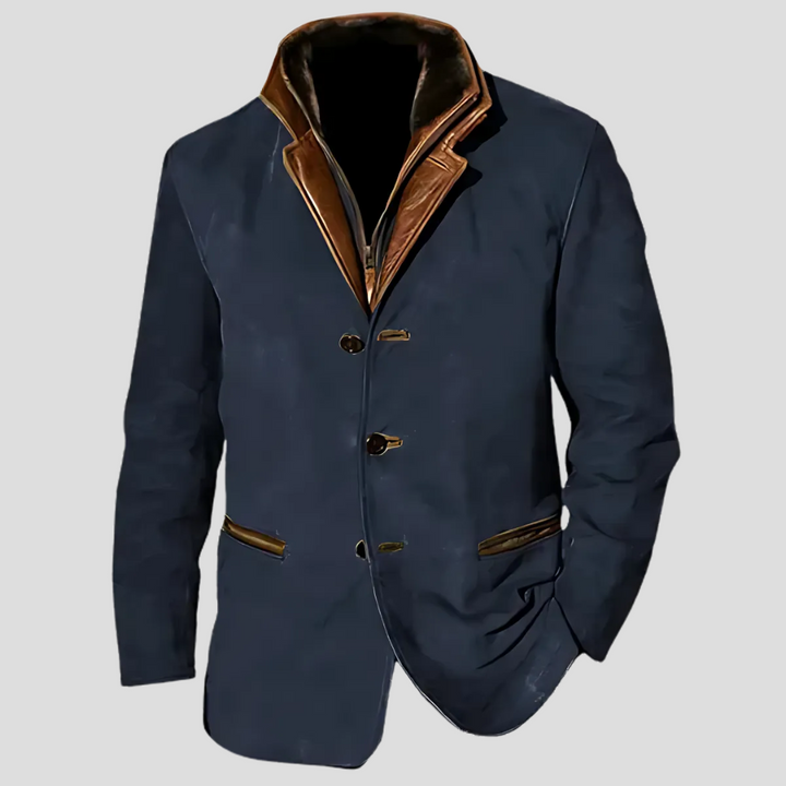 Men’s Retro Contrast Collar Jacket - Elena Harper
