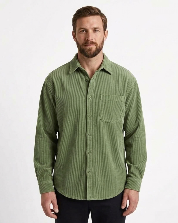 Textured Button-Front Overshirt For Men