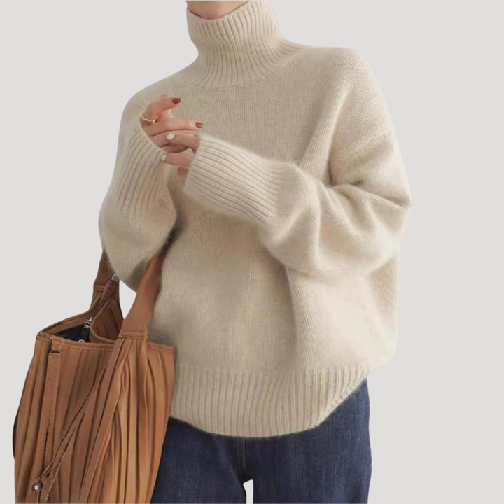 Oversized Thick Knit Turtleneck Sweater for Women