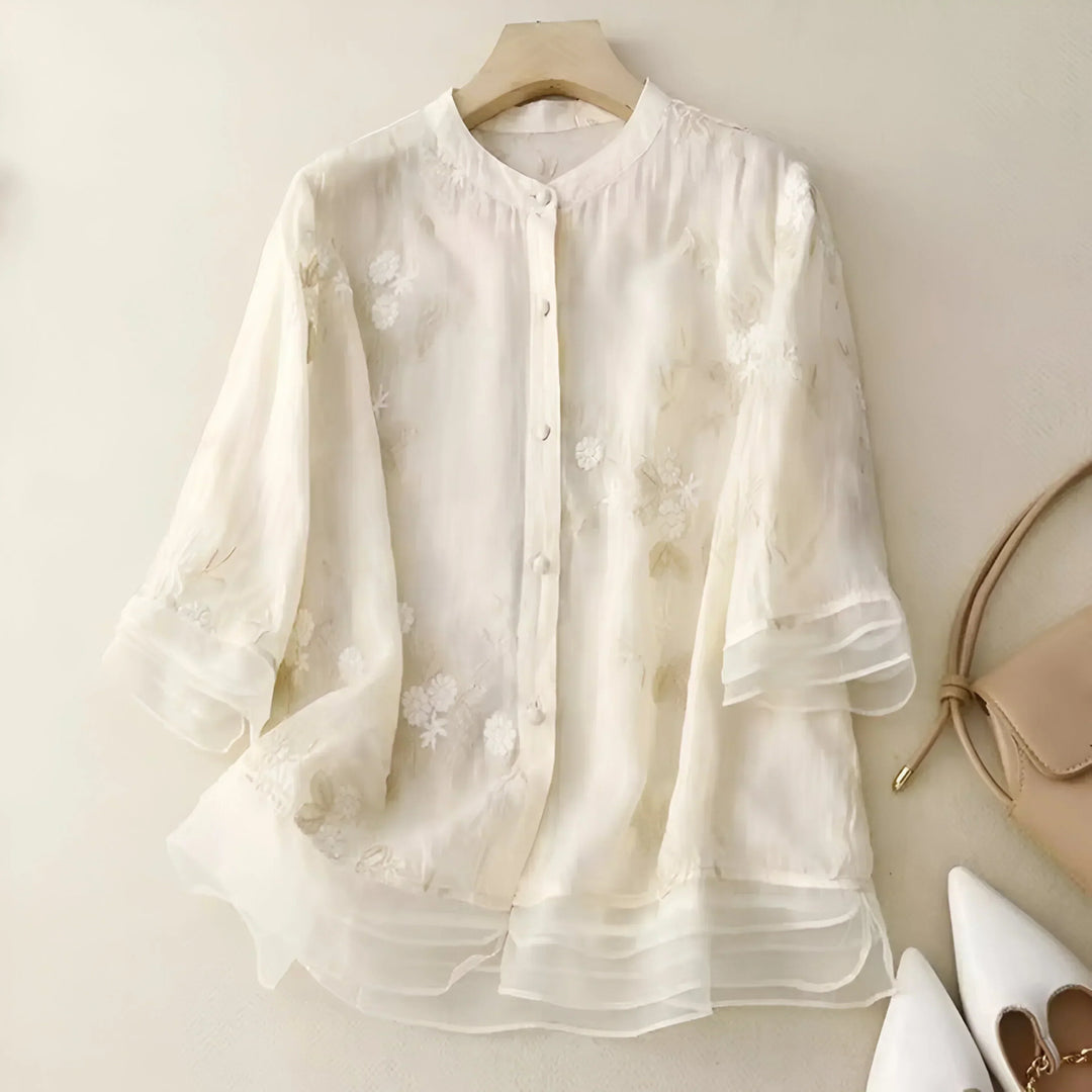 Carmelita Embroidered Sheer Blouse - Elena Harper