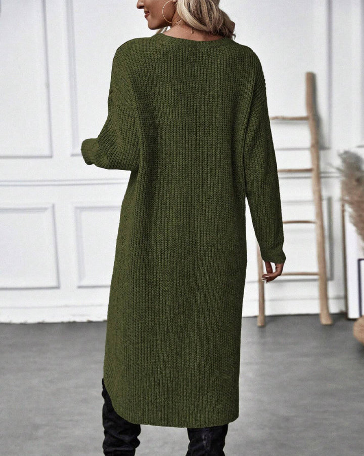 Stylish Solid Color Sweater Dress Lina, view 8 - Elena Harper