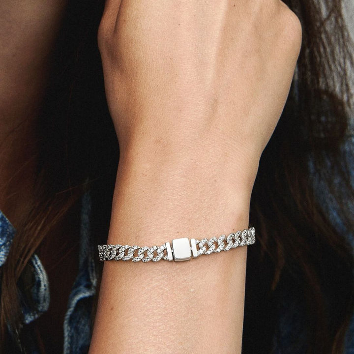 Cuban Paved Bracelet Gold, view 7 - Elena Harper
