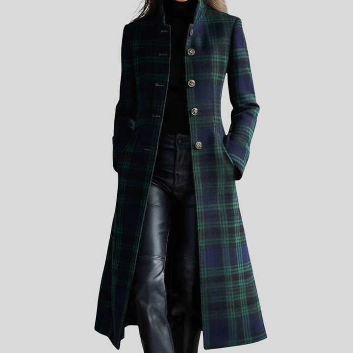 Samira Timeless Plaid Elegant Coat, view 5 - Elena Harper