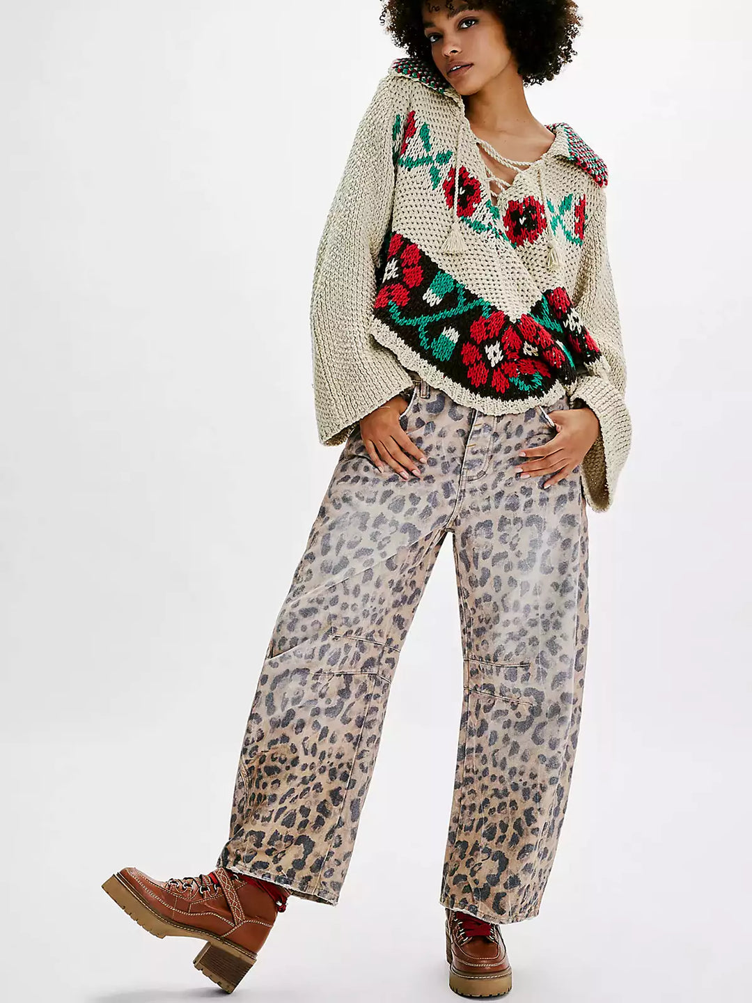 Gabriela | Women's Printed Wide-Leg Jeans