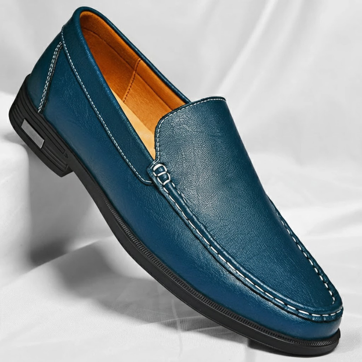 Men's Leather Moccasins with Contrasting Stitching