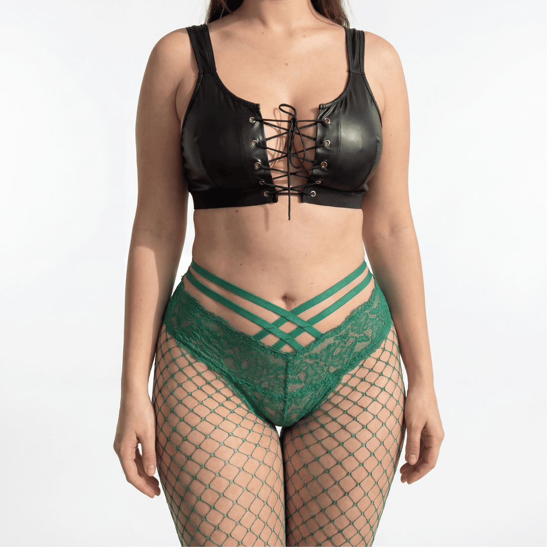 Emma & Rose Durban Naomi™ luminous fishnet lingerie showcasing soft, luxurious fishnet fabric with intricate design details.