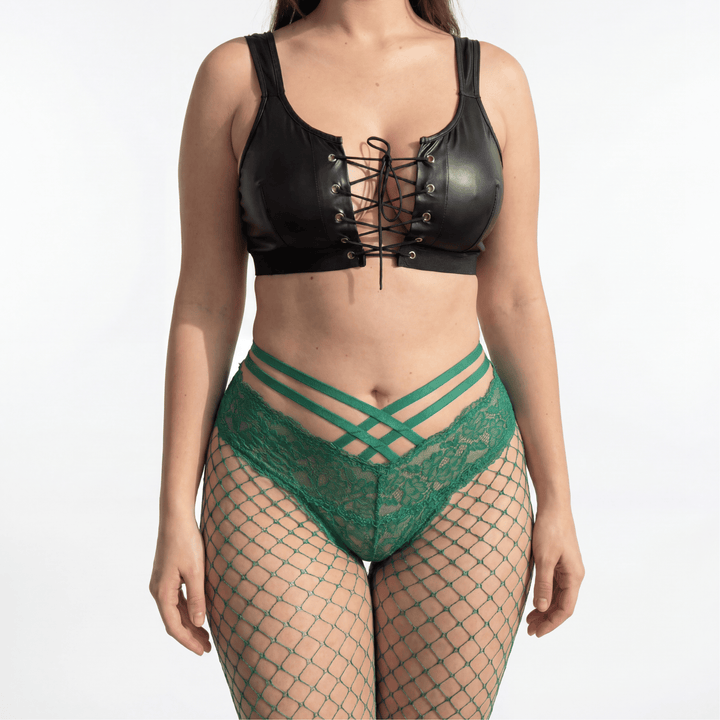 Emma & Rose Durban Naomi™ luminous fishnet lingerie showcasing soft, luxurious fishnet fabric with intricate design details.
