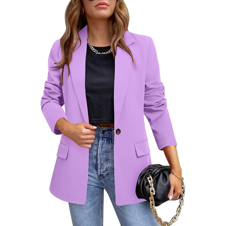 Tailored Women's Blazer with Notch Lapels, Slim Fit Jacket - Elena Harper