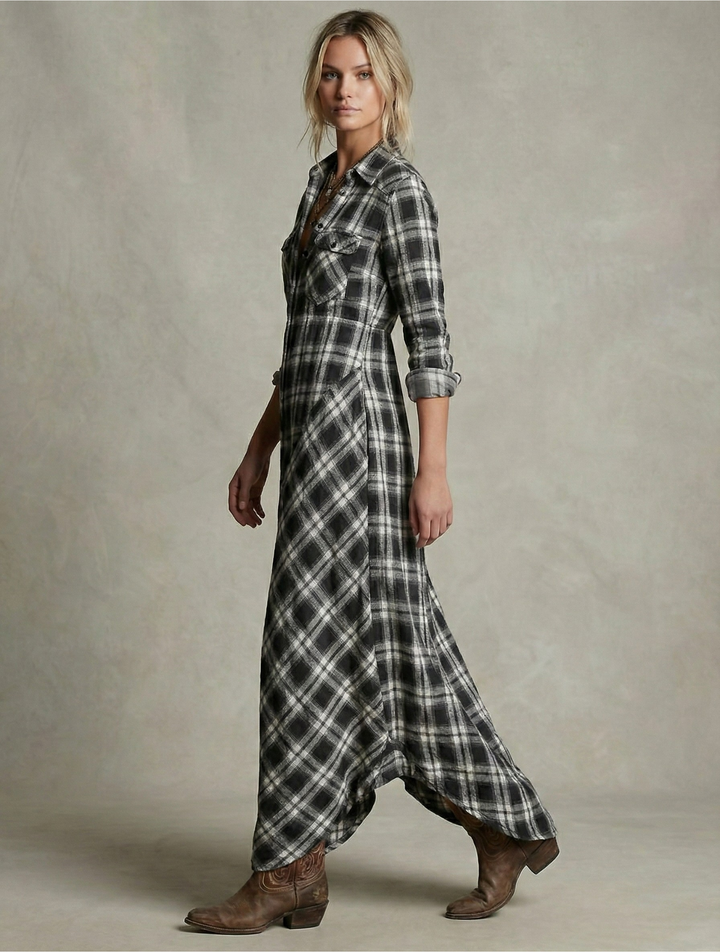 Rosa™  |  Emerald Check Shirt Dress