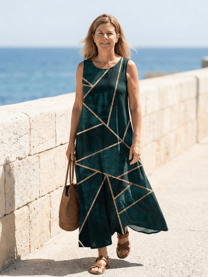 Emma & Rose Cape Town Saelle™ Calm Tide Midi Dress in soft fabric, featuring a flowy silhouette and elegant design.