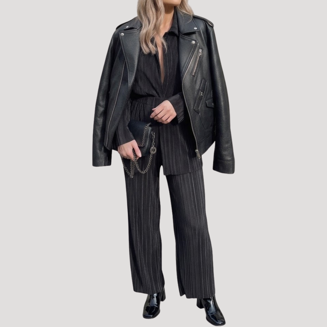 Women's Pleated Shirt and Pants Set