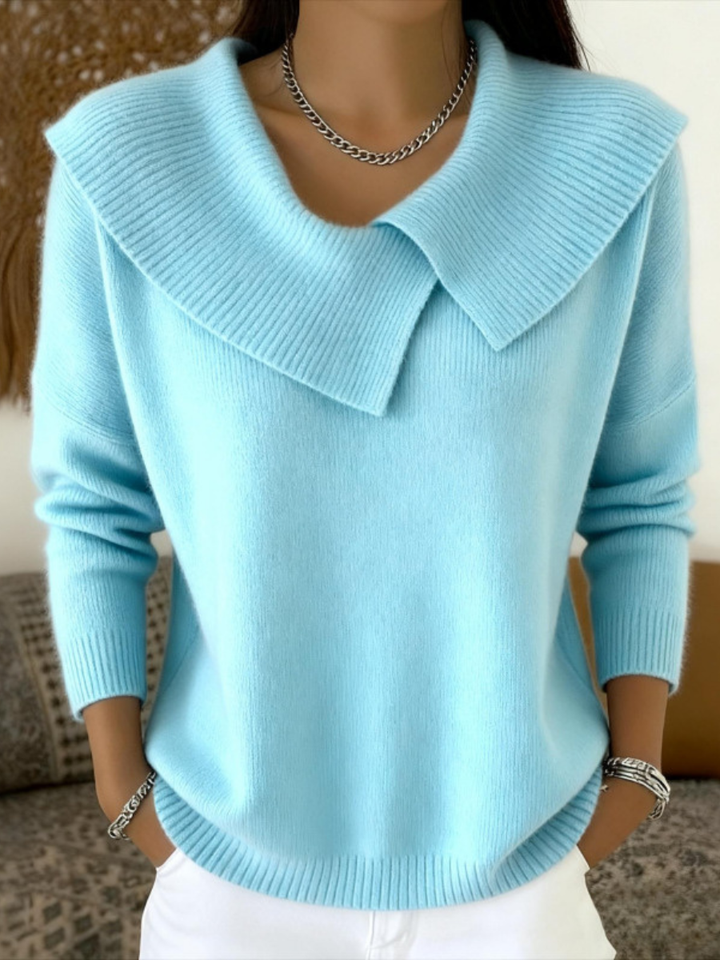 Lucia Warm Sweater with Soft Collar, view 4 - Elena Harper