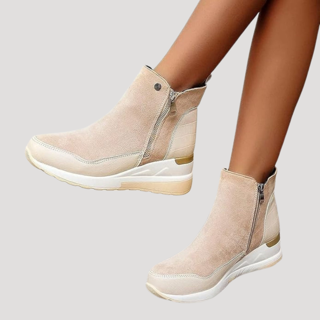 Women's Zip Ankle Boots with Wedge Sole