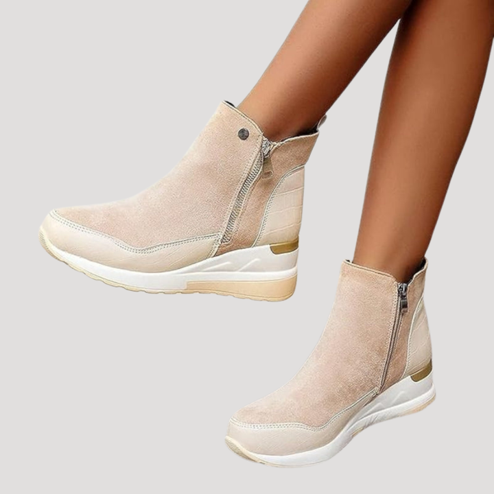 Women's Zip Ankle Boots with Wedge Sole