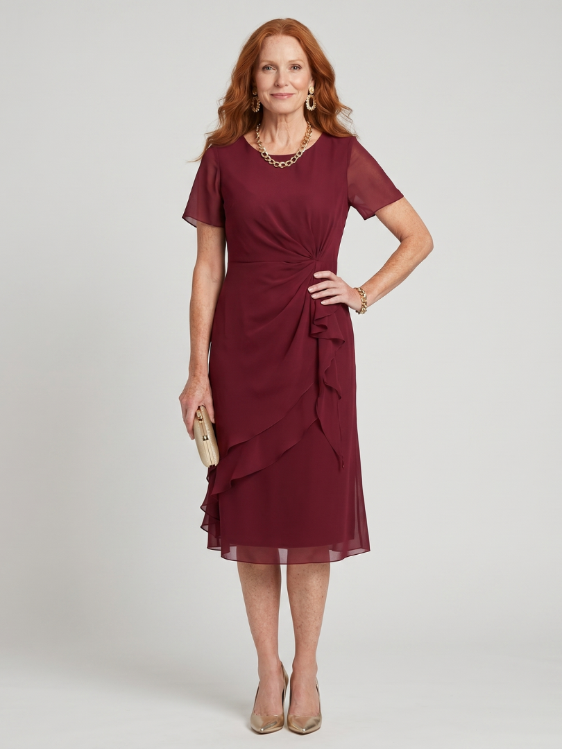 Eira Short Sleeve Layered Hem Midi Dress - Elena Harper