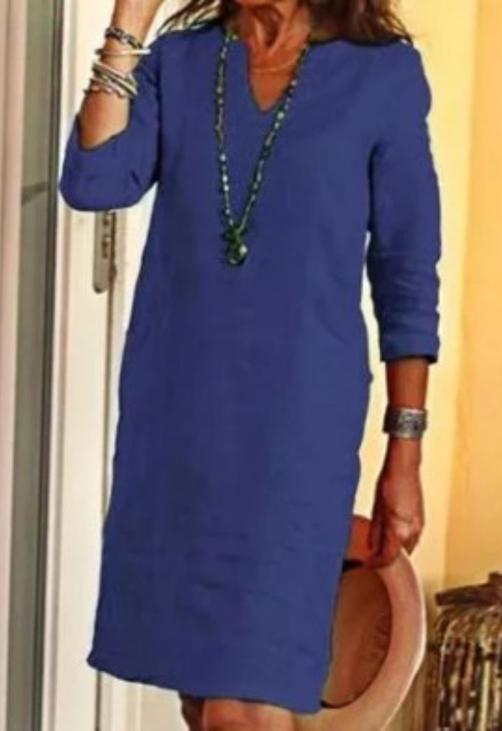 Elvy Sleek V-Neck Dress - Elena Harper