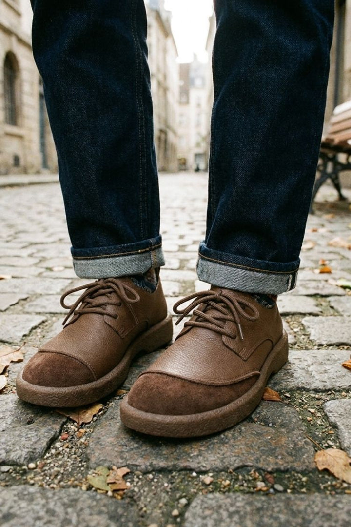 Men's Casual Sneakers Round Toe & Contrast Stitching, view 4 - Elena Harper