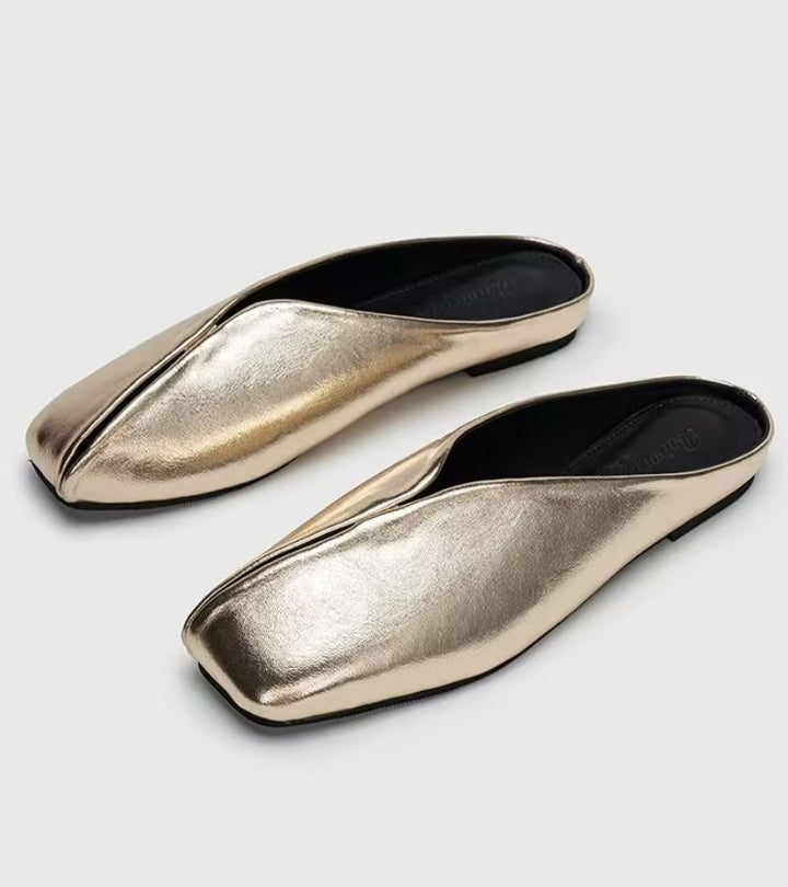 Delia | Mule Flat in Pure Leather for Walking in Freedom