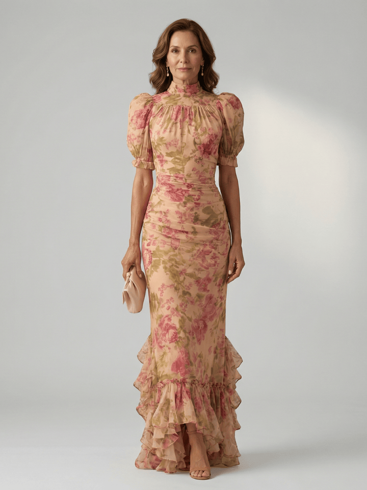 Vianne™ high neck maxi dress by Emma & Rose Cape Town, featuring a flowing fabric and elegant design.